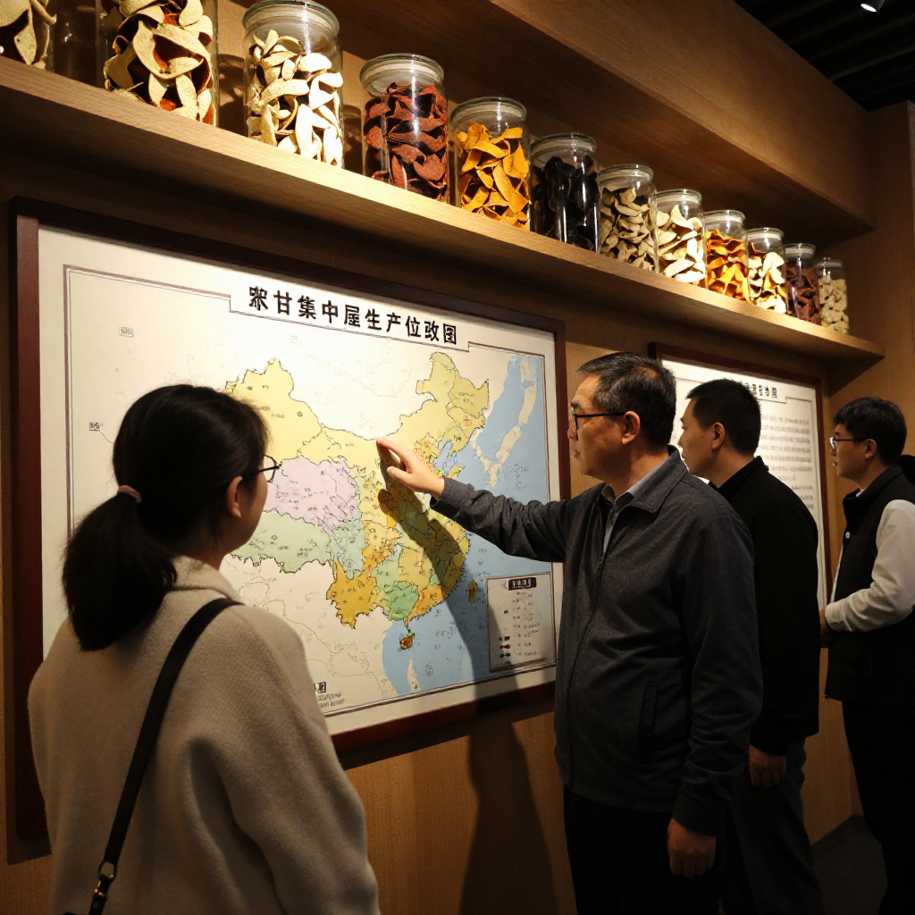 陳皮文化展廳裡講解新會陳皮核心產區與年份差異