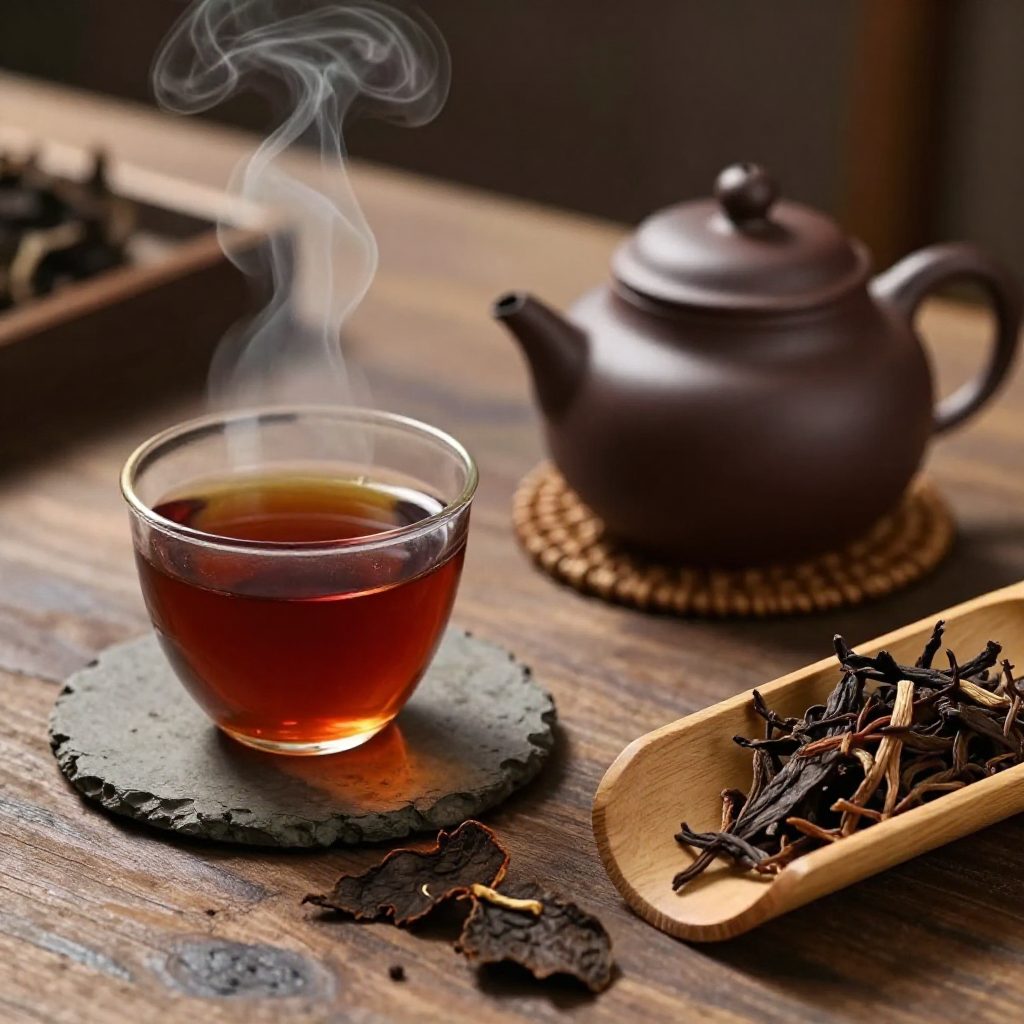 新會老陳皮煮茶：小陶壺配熟普，酒紅色茶湯